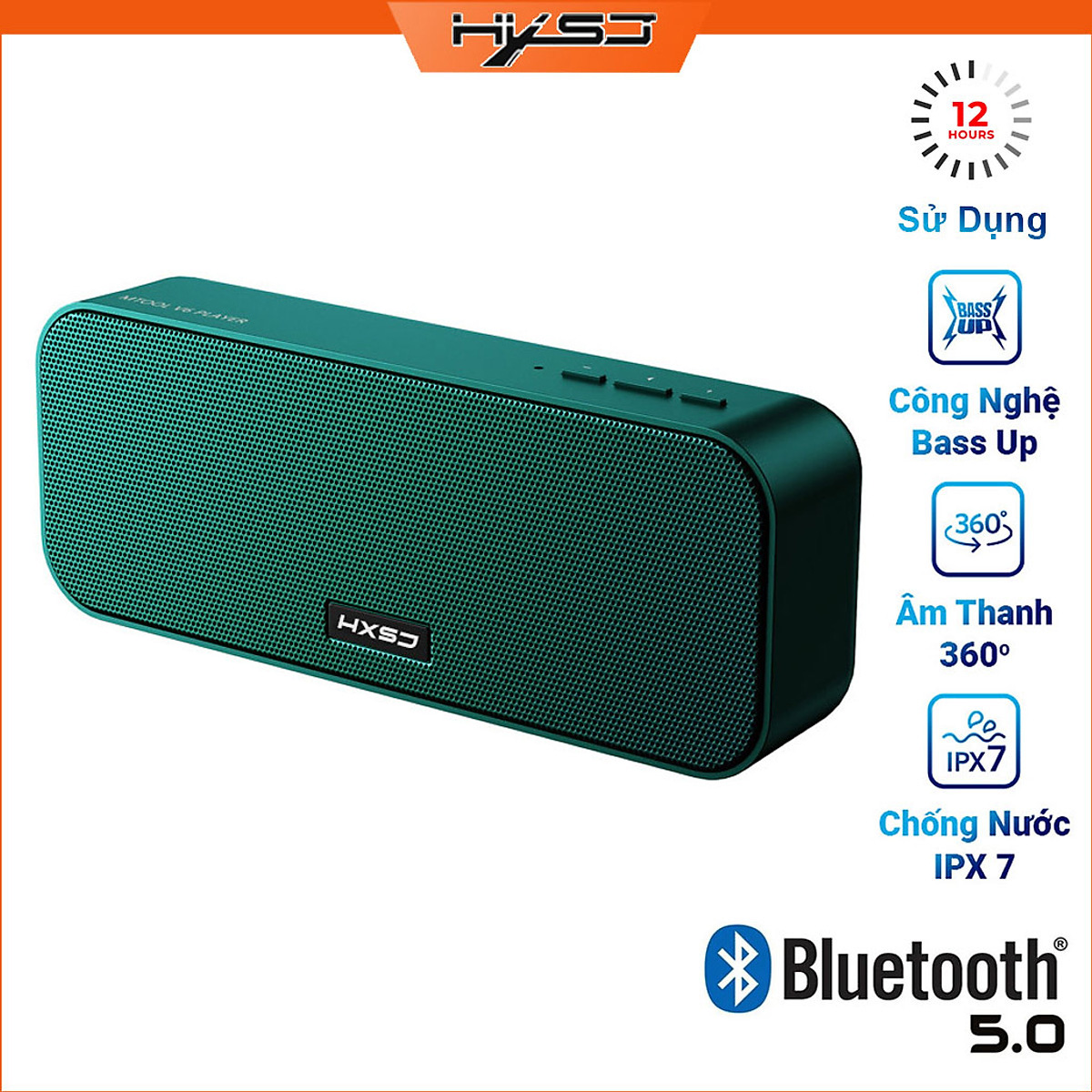 Loa Bluetooth HXSJ V6 Bản Mở Rộng Hỗ Trợ Kết Nối Bluetooth 5.0, Thẻ Nhớ, USB, Công suất 2 loa 10W Nhiều Màu Sắc - Hàng chính hãng