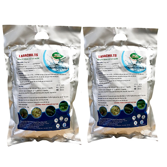 Combo 2 gói Men vi sinh xử lý nước ao hồ Cá Tôm - LASACHU. Làm trong nước, sạch nhớt đáy. Khử mùi hôi, tiêu khí độc . Ức chế vi khuẩn gây hại. HSD: 2 năm