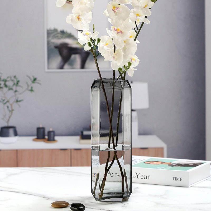 Bình hoa thủy tinh thiết kế hình học đơn giản Luvy Decor, lọ hoa thủy tinh cao cấp