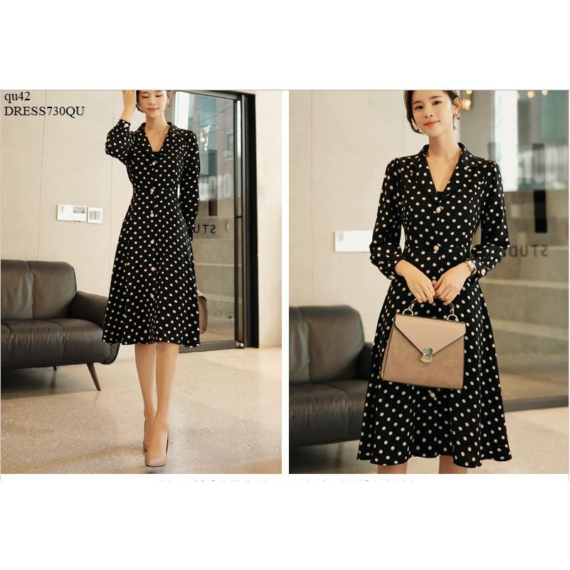 DRESS646 ĐẦM XÒE CHẤM BI THIẾT KẾ