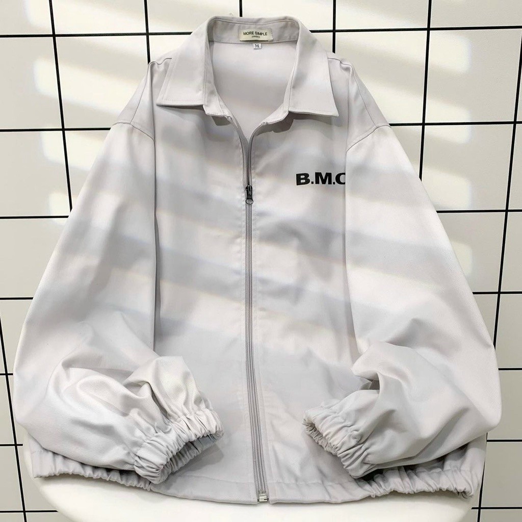 Áo Khoác Kaki Basic Kiểu Sơ Mi Quốc Dân Chữ Thêu BMO Cổ Bẻ- Unisex Nam Nữ Cặp Đôi Học Sinh