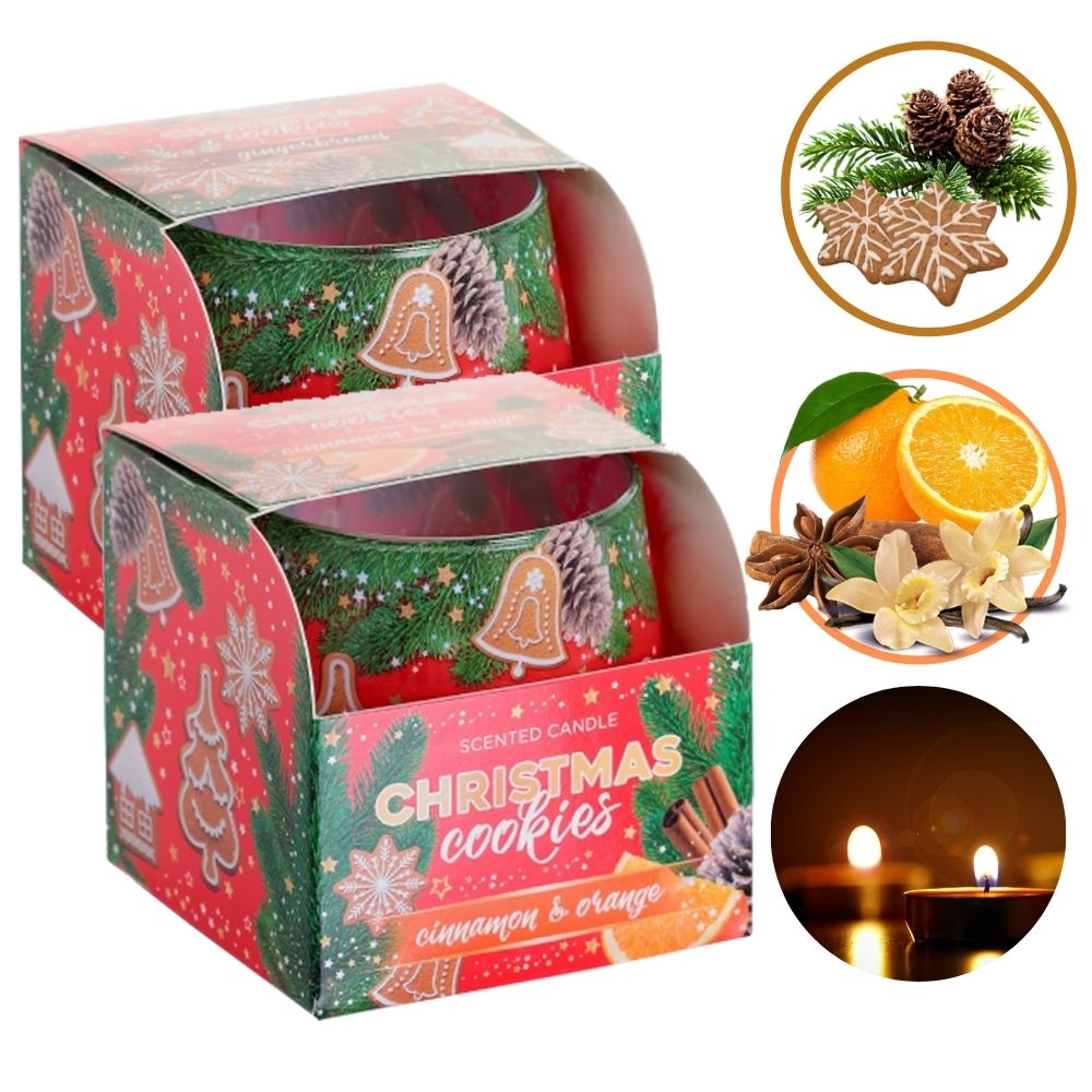 Combo 2 ly nến thơm Bartek nhập khẩu Châu Âu Christmas Cookies 100g - bánh gừng, cam, quế