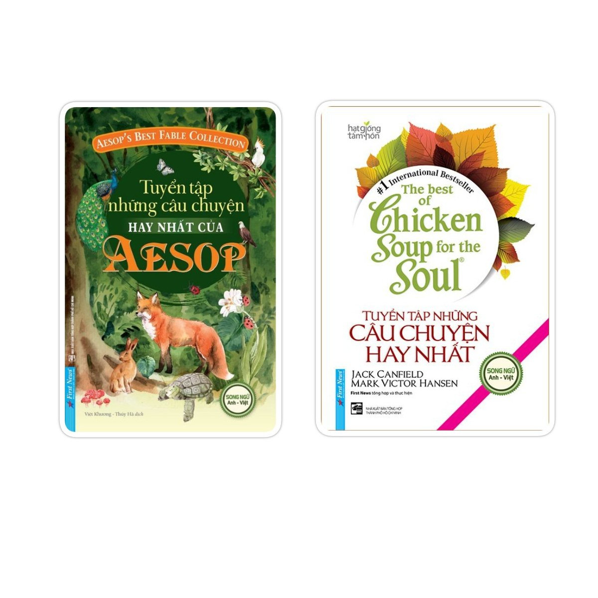 Combo Sách Song Ngữ Tuyển tập những câu chuyện hay nhất của Aesop + Tuyển tập câu chuyện hay nhất Chicken Soup (Tái bản 2021)