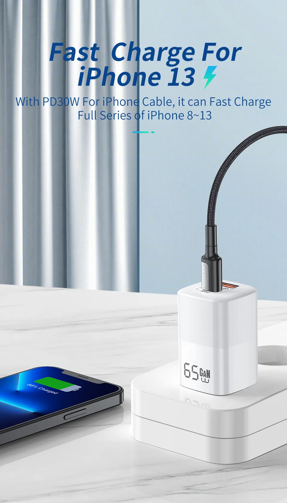 Bộ Sạc Nhanh GaN 65W QC3.0 PD3.0 Cho MacBook iPad Pro iPhone 14, 13, Pro, Pro Max, Samsung Galaxy S23, S23+, Ultra, Tablet