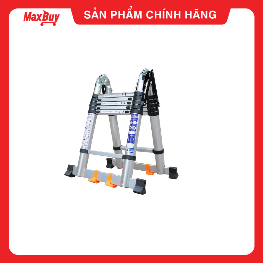 Thang nhôm xếp rút đôi gấp gọn Ameca AMI-P380N 6 bậc với 1.9m chữ A, 3.8m chữ I