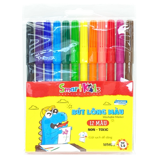 Bút Lông Màu Rửa Được Smart Kids 12 Màu WM01
