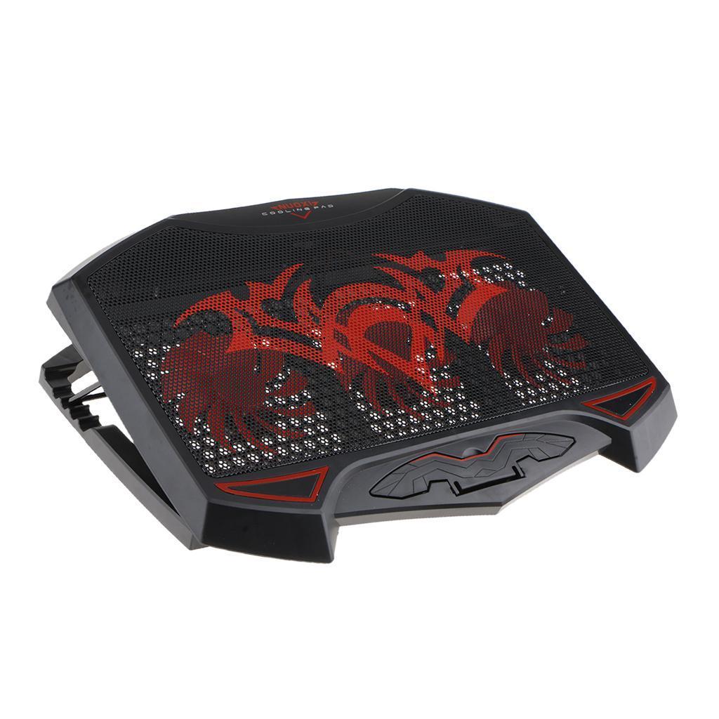 PC Dual USB Cooling Pad Laptops with 3 Quiet Fans for 17Inch Notebooks Black