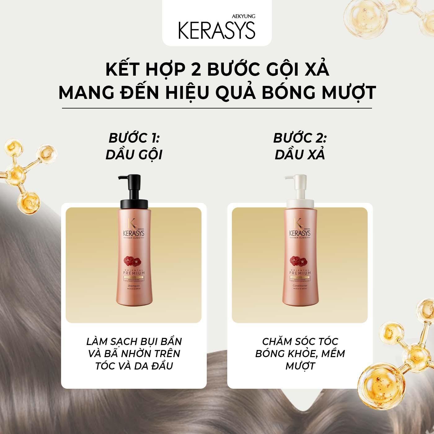 Dầu xả Aekyung Kerasys Oriental Premium Red Camellia EX Intensive Repair Conditioner (Dưỡng tóc chắc khỏe - Dành cho tóc hư tổn nặng) 600 ml