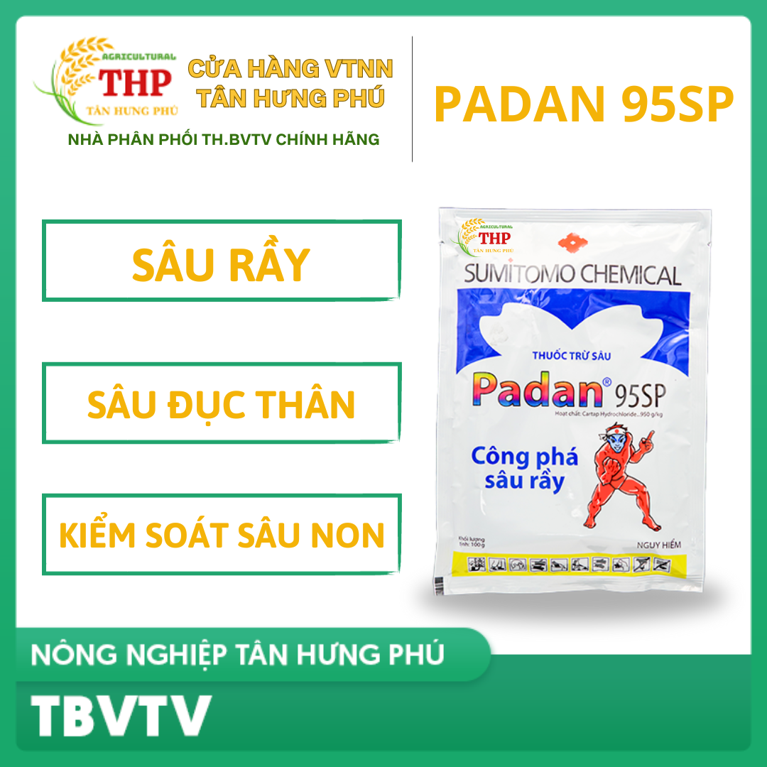 PADAN 95SP | CHUYÊN DIỆT TRỪ SÂU RẦY, SÂU ĐỤC THÂN GÂY HẠI CHO CÂY TRỒNG | Gói 100g