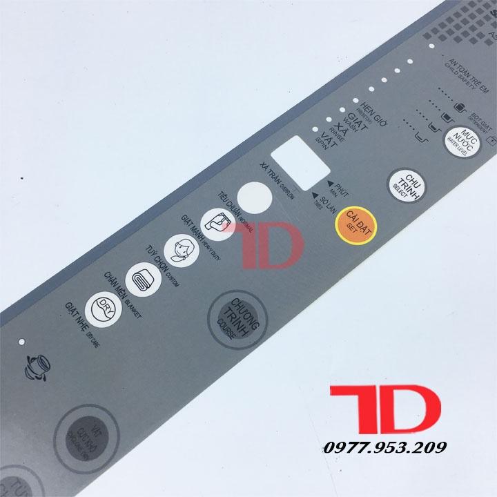 Tem bảng điều khiển dùng cho bàn phím máy giặt Sanyo U850ZT, F90VT,  tem decal có keo dán mặt sau