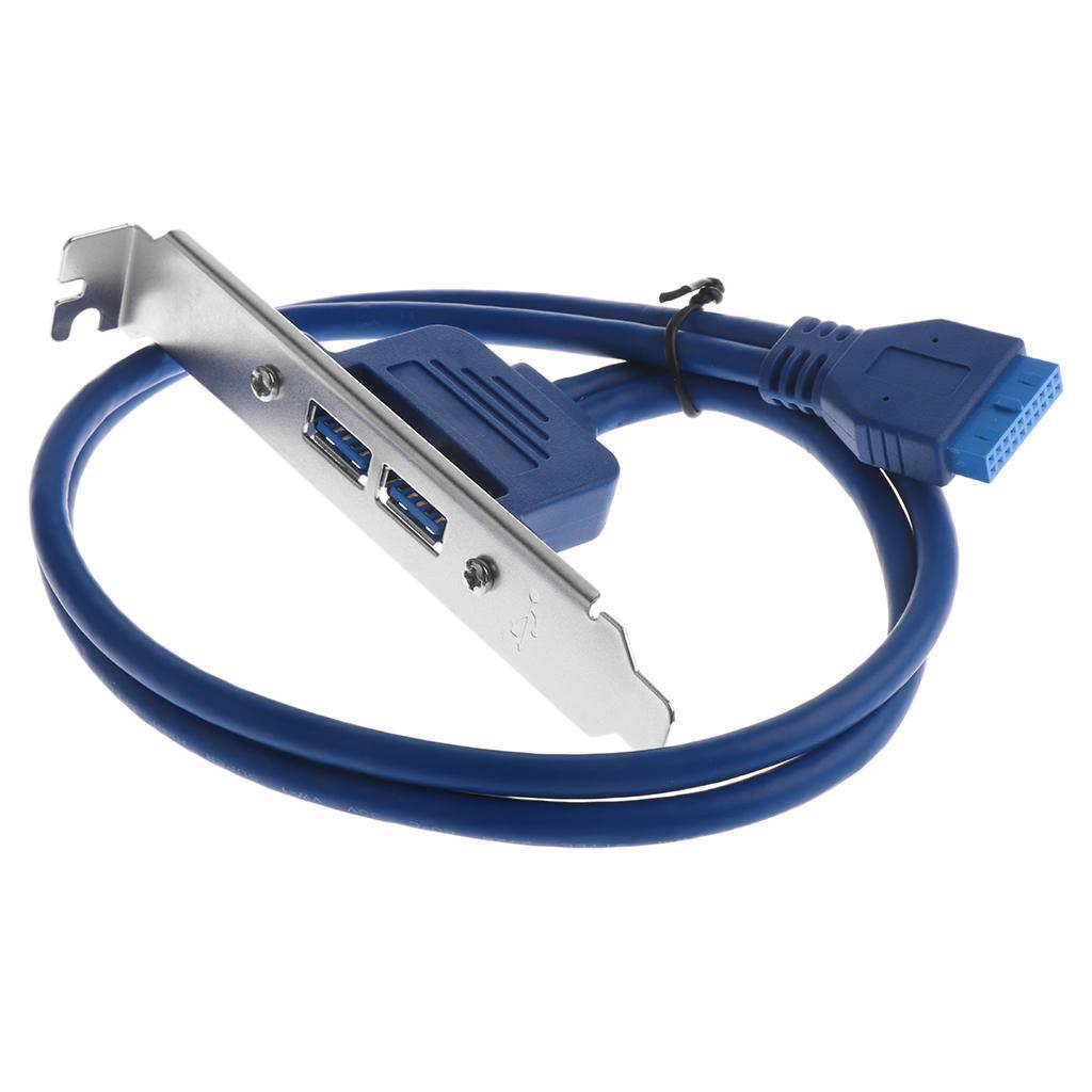 2Port USB3.0 Female to Motherboard 20-Pin Cable with Back Slot Bracket
