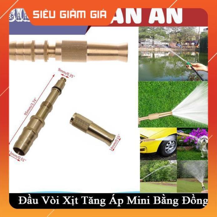 Đầu vòi xịt tăng áp mini Đầu vòi tăng áp đa năng bằng đồng tưới cây rửa xe cực mạnh 206587 tặng đai