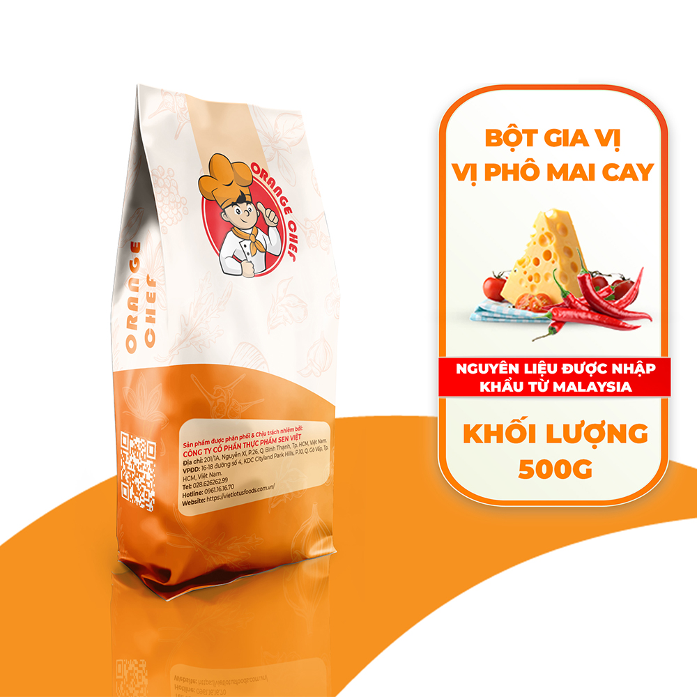 Bột Gia Vị Phô Mai Cay Spicy Cheese Seasoning [Orange Chef] - Túi 500g