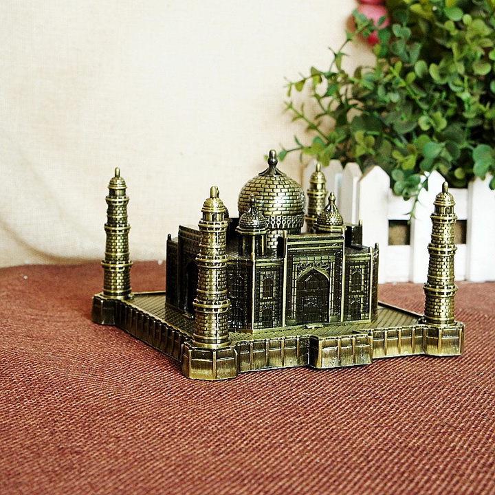 Mô hình lăng mộ Taj Mahah cao 6cm size trung màu vàng rêu