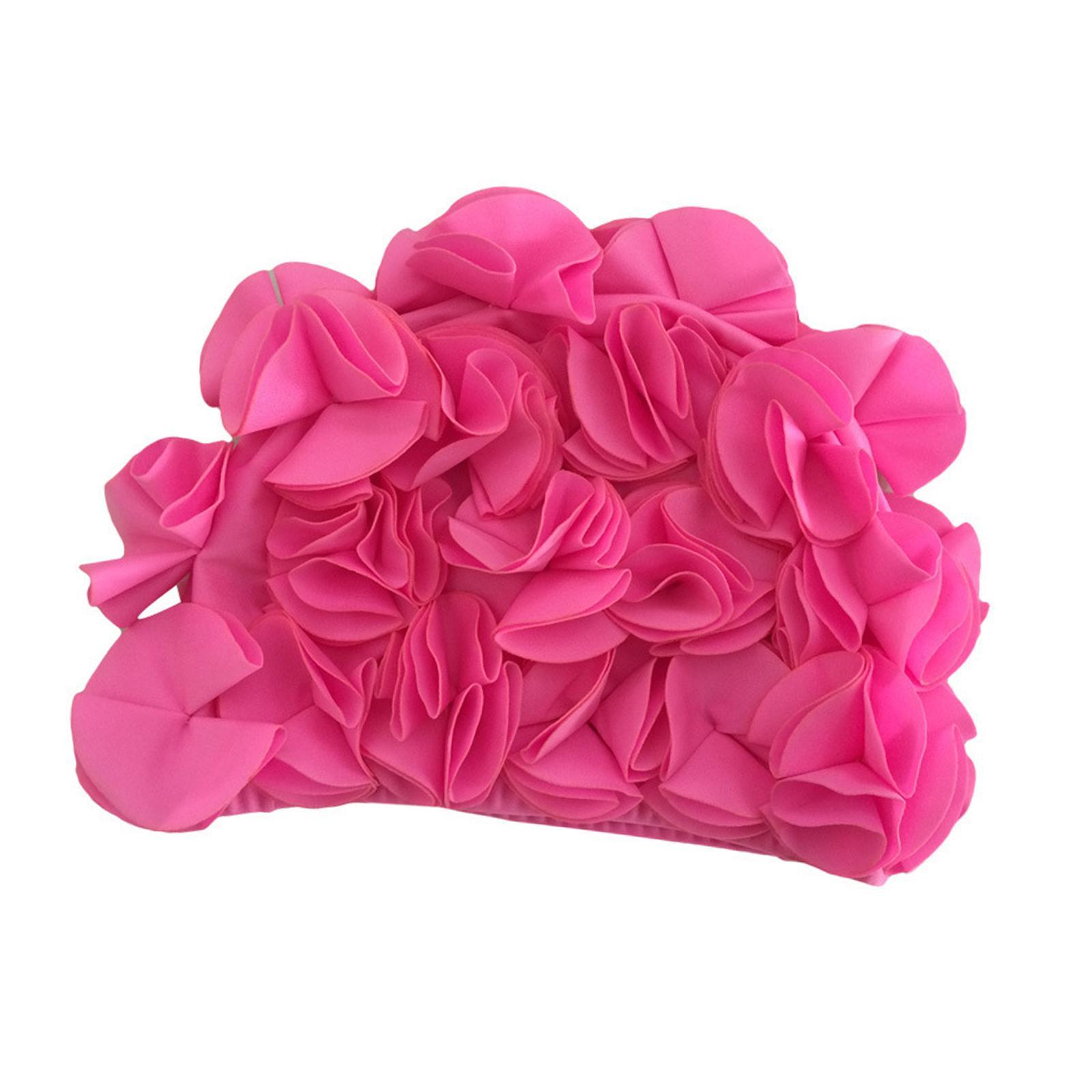 Swimming Hat Swim Hat Fashion Floral Petals Vacation Reusable Bathing Caps Swim Caps Swimming Cap for Girls Women Curls Long Short Hair