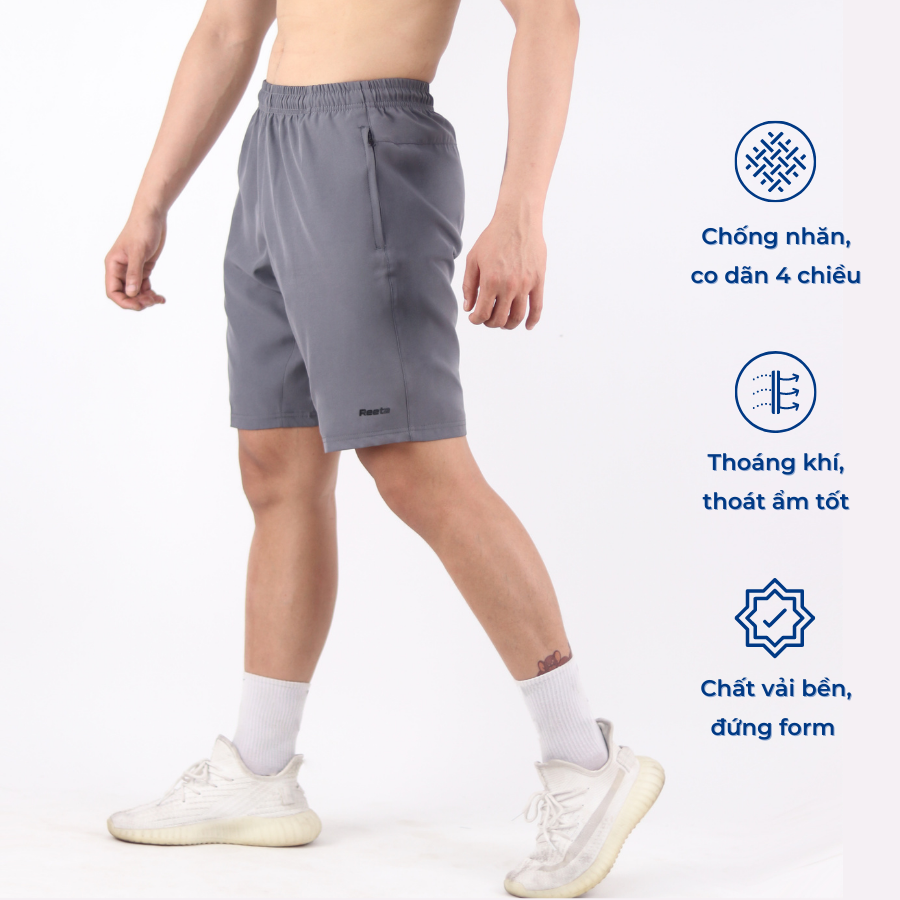 Quần short nam thể thao ACTIVE Reeta, quần đùi vải co dãn thấm hút kiểu dáng đơn giản - A2108