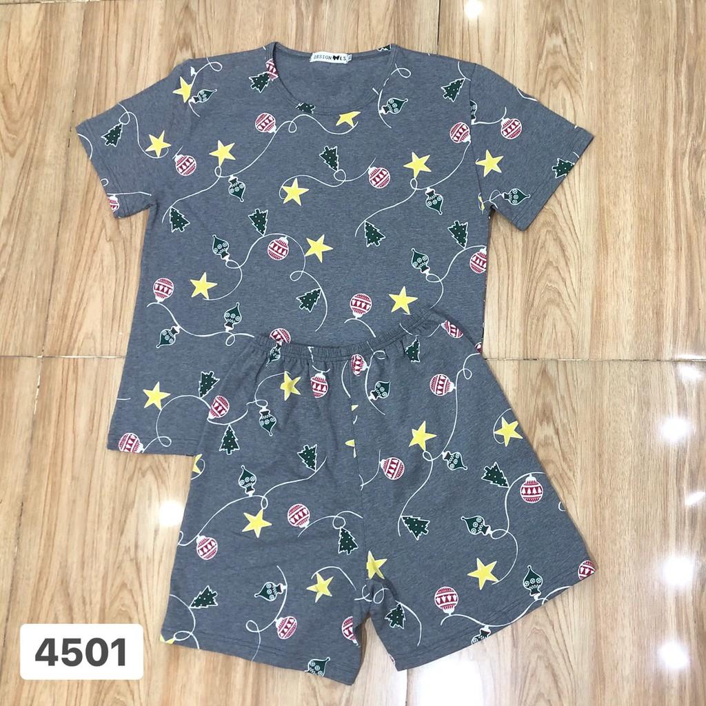 4501 - Xám - Xl - Đồ bộ short BIG SIZE Họa tiết cây thông không túi SN&lt;140