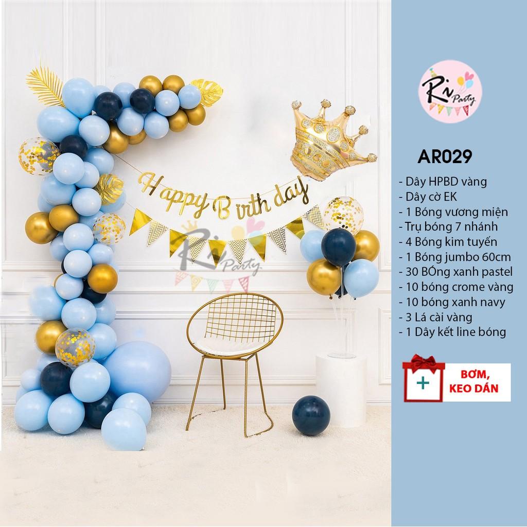 Set bóng trang trí sinh nhật Bé Trai, Bé Gái, Tone xanh, Hồng