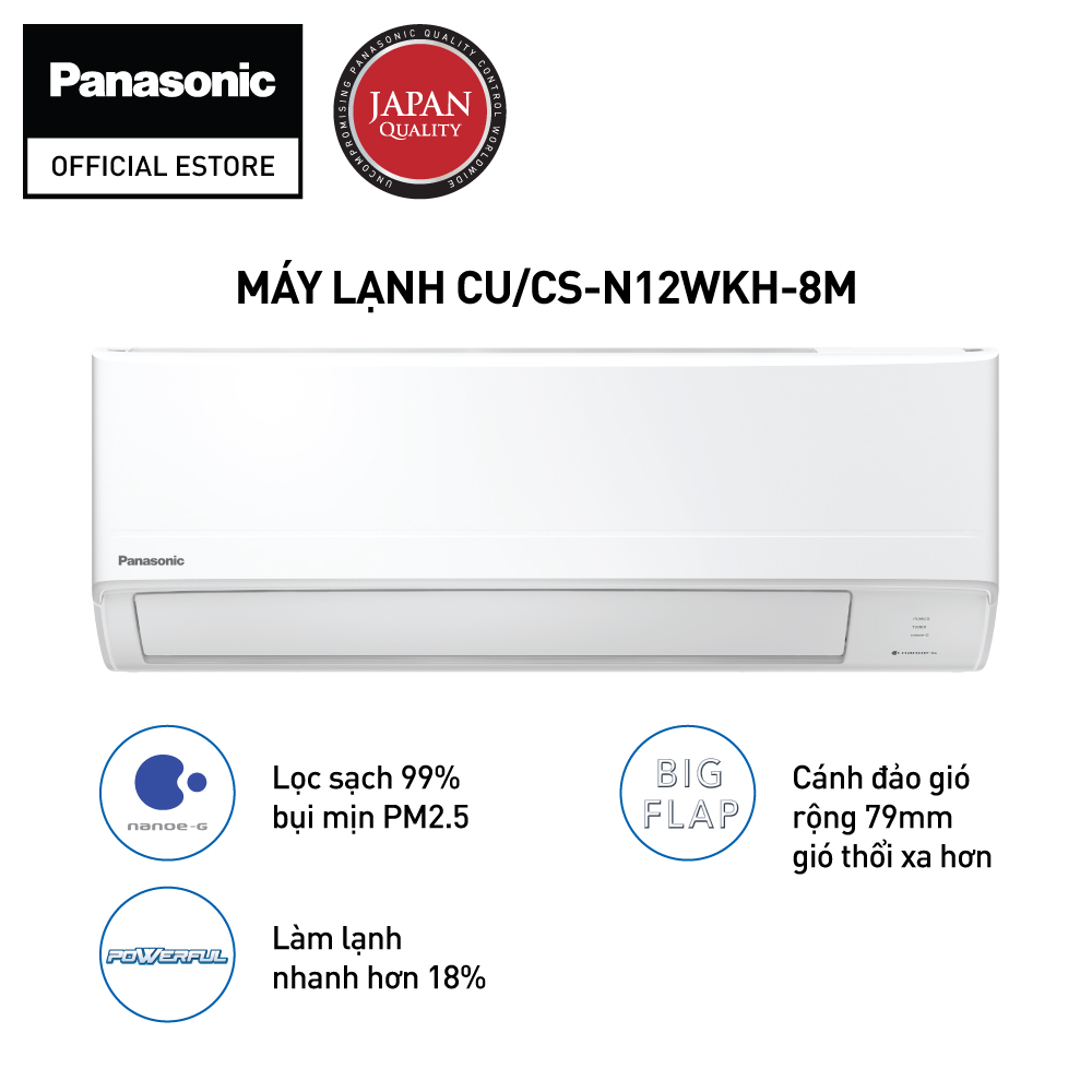 [Chỉ Giao Tại HCM] Máy lạnh-Điều hòa CU-CS-N12WKH-8M Panasonic - Một chiều - Tiêu chuẩn - Hàng chính hãng - 1.5 HP