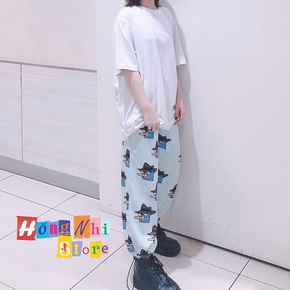 Quần Hoạt Hình Dài Dây Rút Lai Vịt Perry Cartoon Pant Oversize Ulzzang Unisex - MM