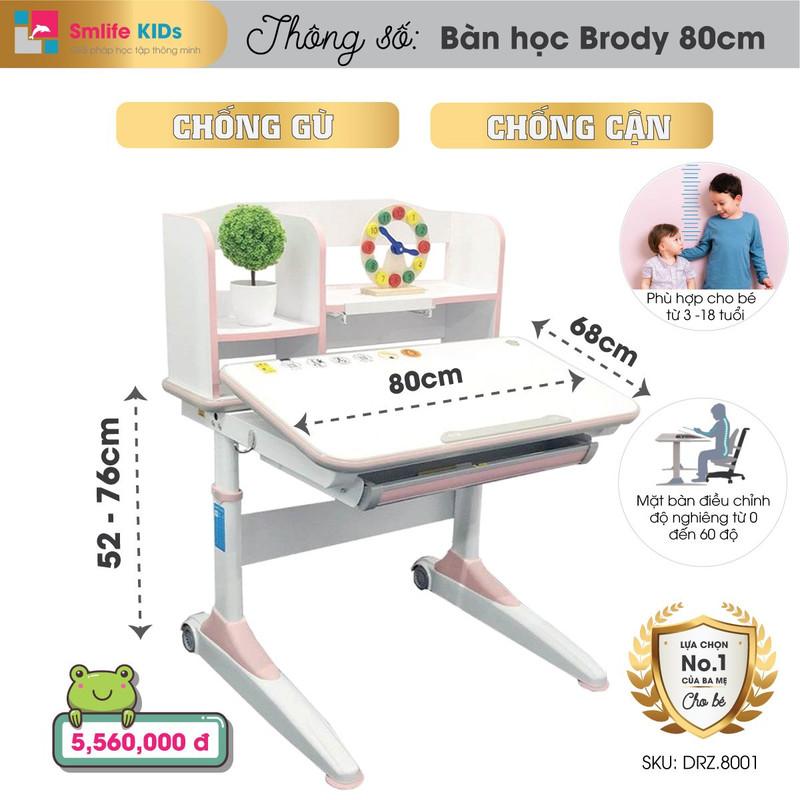 Bàn học thông minh SMLIFE Brody 80cm - DRZ.8001 - Xanh | 80cm x 68cm x 52-76cm (mặt bàn nâng hạ)