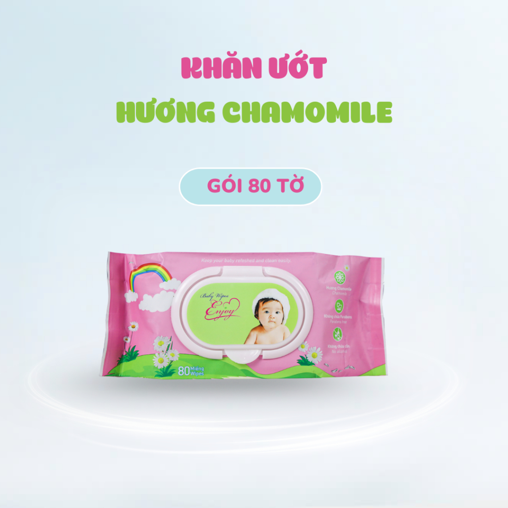 COMBO Khăn ướt baby ENJOY hương Chamomile mềm mại, dưỡng ẩm, tiện dụng, đạt chuẩn sức khỏe SGS - Gói 80 tờ