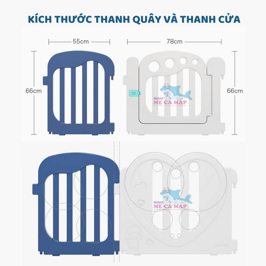 Quây cũi nhựa cao 65cm tặng THẢM DÀY và 100 BÓNG, quây bóng nhựa an tâm cho bố mẹ