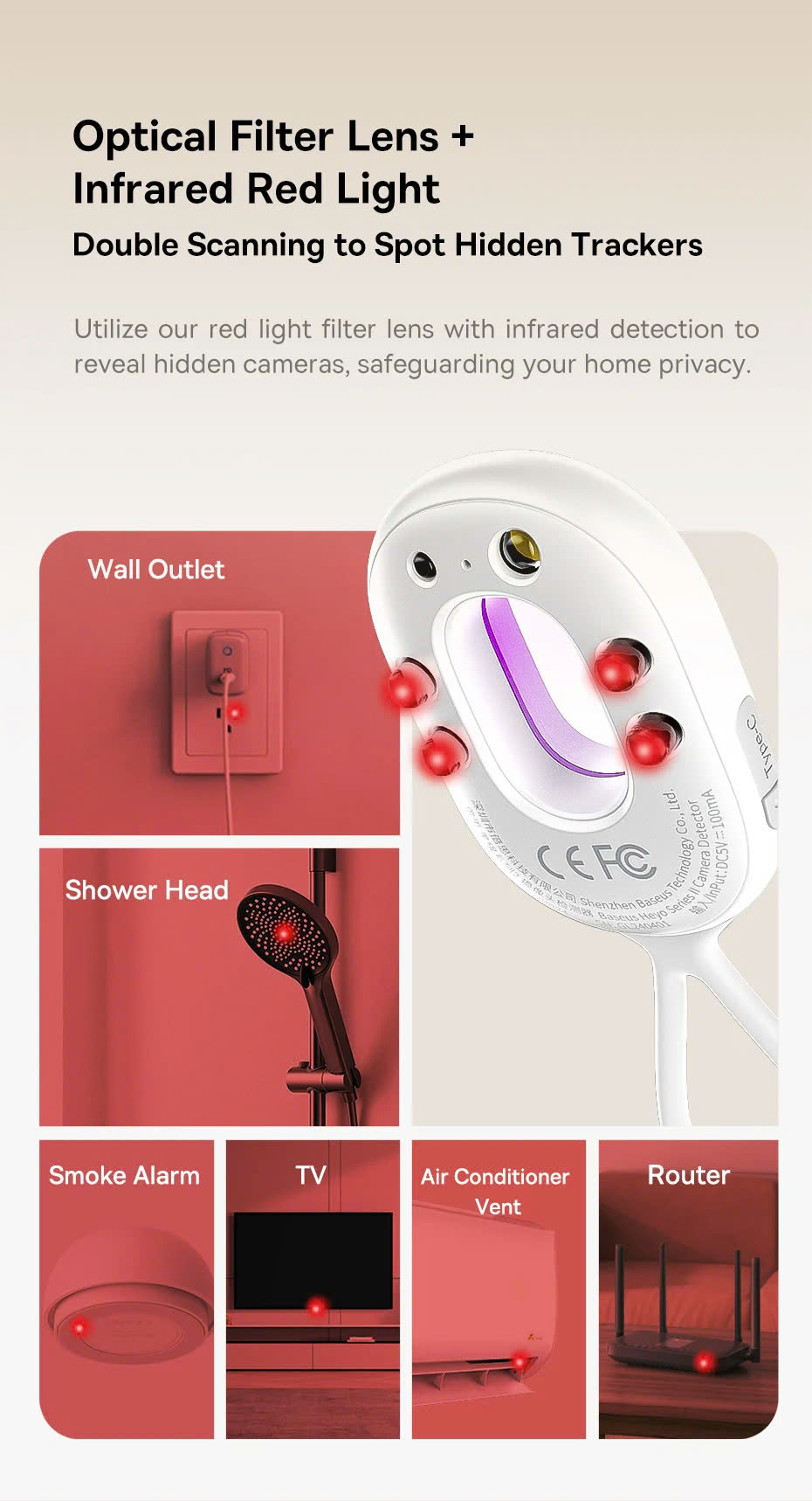 Máy Dò Hồng Ngoại Phát Hiện Camera Baseus Heyo Series II Camera Detector Hàng Chính Hãng