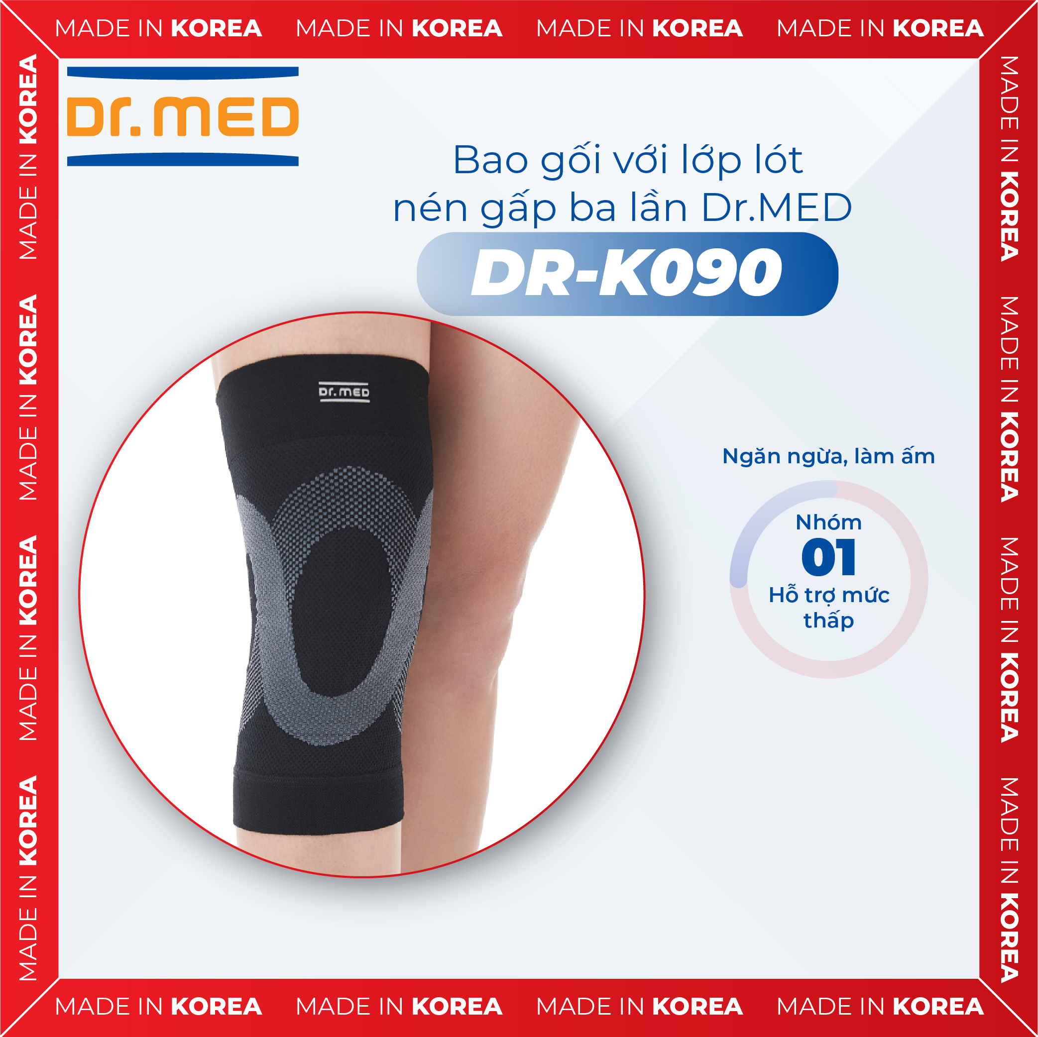 Bao gối với lớp lót nén gấp ba lần Dr.MED DR-K090