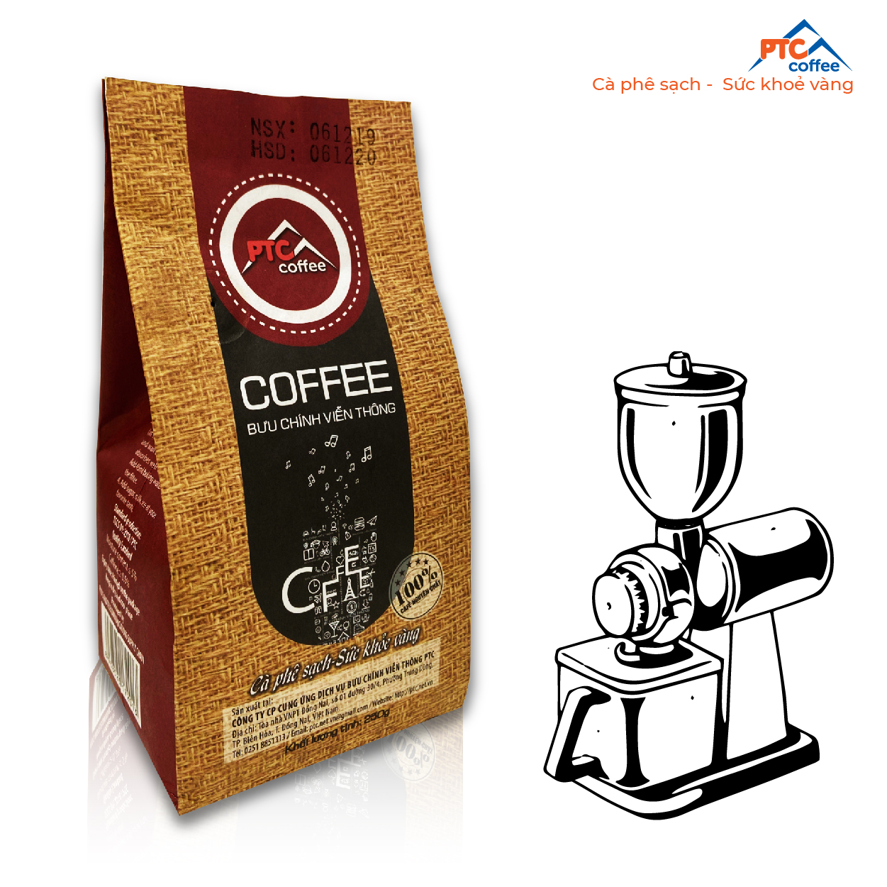 Cafe Bột Rang Xay Truyền Thống Vị Đắng, Đậm, Thơm Nhẹ - PTC Coffee - 500gr