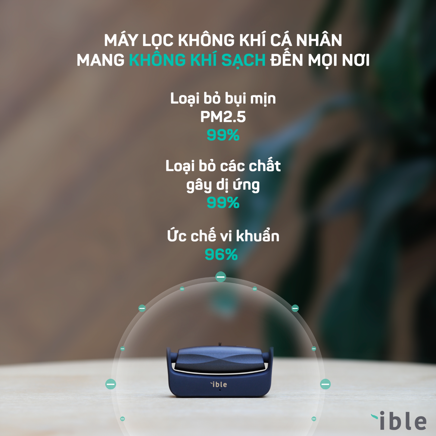 Máy Lọc Không Khí Cá Nhân Tạo ion Âm Tiêu Diệt Virus Vi Khuẩn - ible Airvida M1 - Hàng Chính Hãng