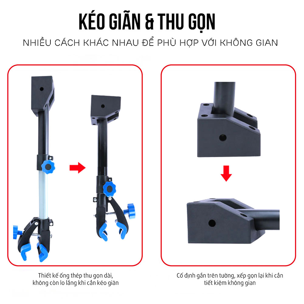 Khung Giá Treo Xe Đạp Kẹp Sườn Xe Xếp Gọn Lên Tường Tiết Kiệm Không Gian (Max 20 kg) MaiLee