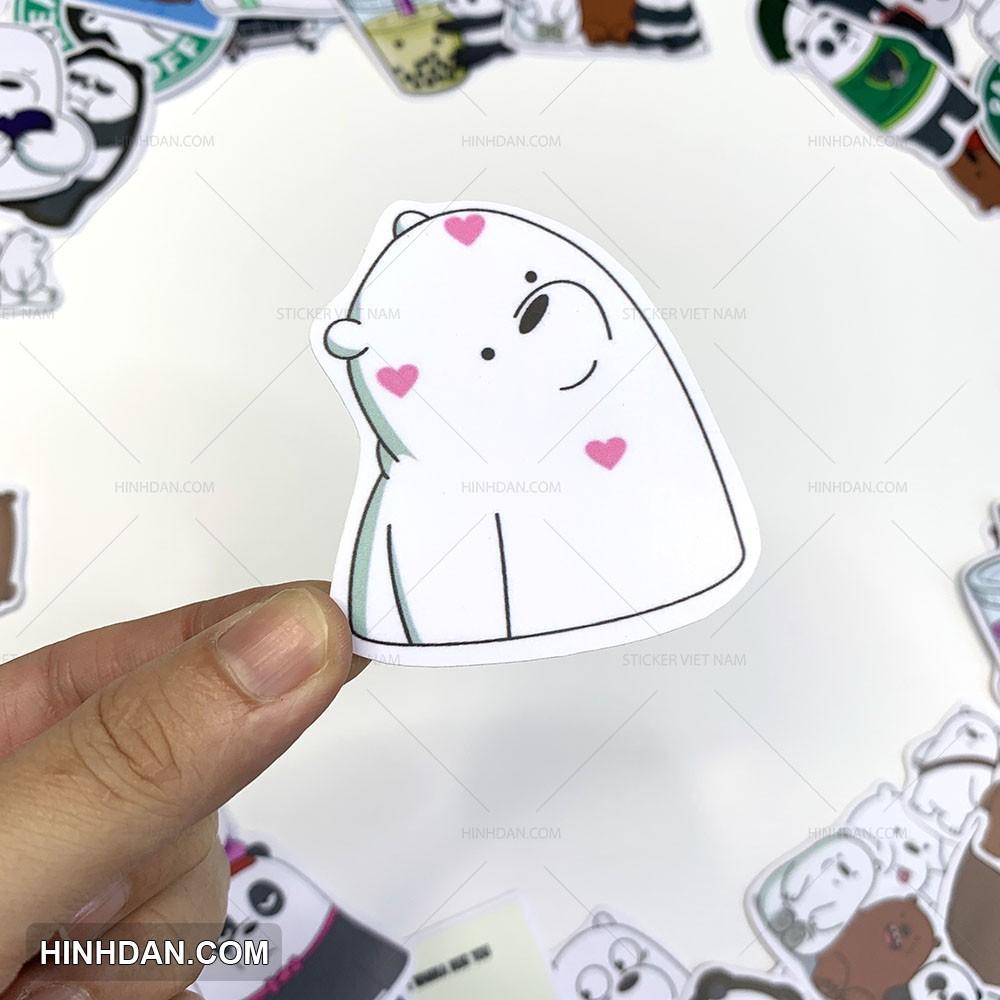 Sticker WE BARE BEARS - Những Chú Gấu - Dán Trang Trí - Chất Liệu PVC Cán Màng Chất Lượng Cao Chống Nước, Chống Nắng, Không Bong Tróc Phai Màu