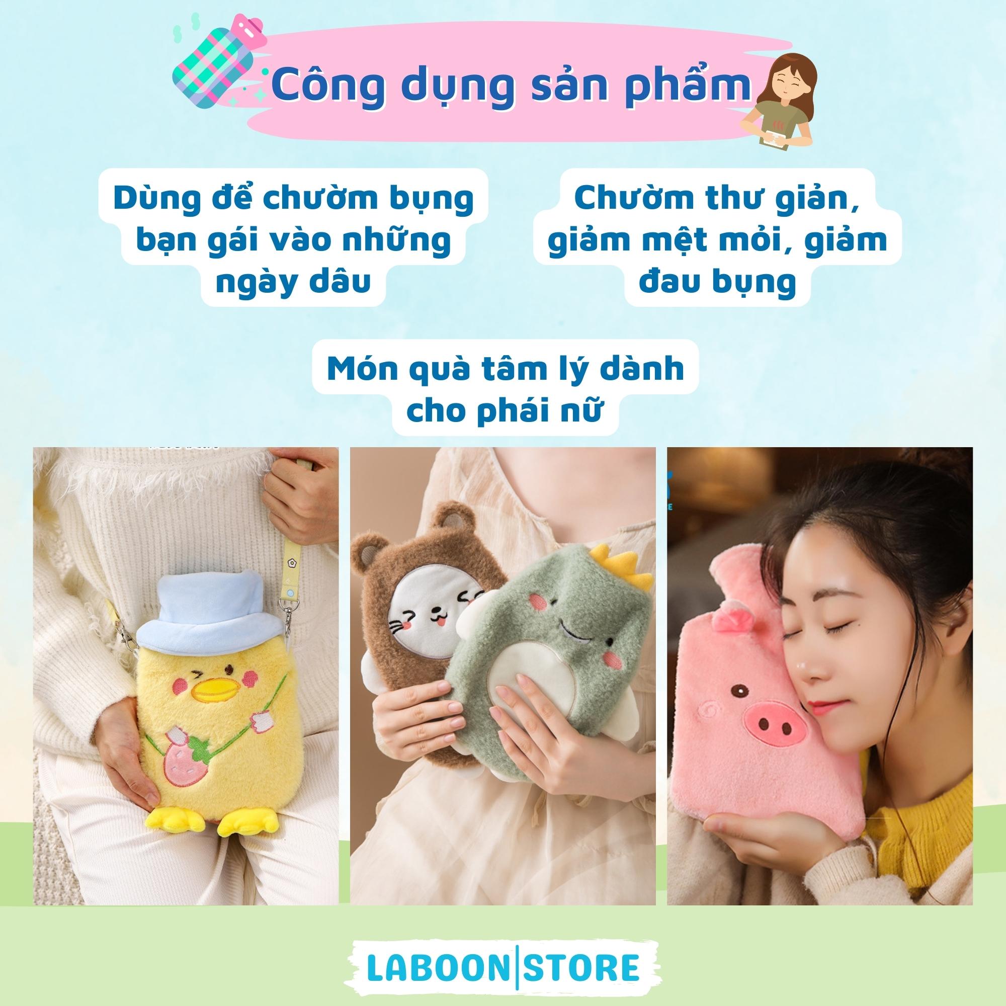 Set quà tặng người yêu ý nghĩa kèm thiệp hộp quà và túi xách, bộ quà 5 món gồm túi chườm bụng kinh đa năng 350ml mix kèm phụ kiện siêu xinh