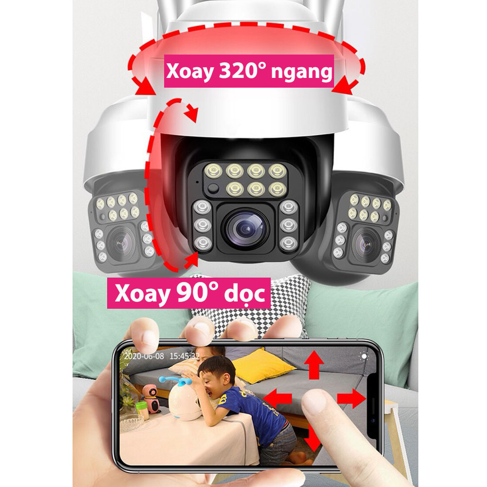 Camera Wifi Yoosee 4.0 Mpx Full HD, Dòng Ngoài Trời Xoay 360° 4 râu C12 Xem Đêm Có Màu-Đàm Thoại 2 Chiều-Phát Hiện Chuyển Động Chống Trộm-Hàng Nhập Khẩu