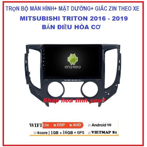 Bộ Màn hình ô tô dvd android 9 inch theo xe Mitsubishi Triton điều hòa cơ 2016-2019