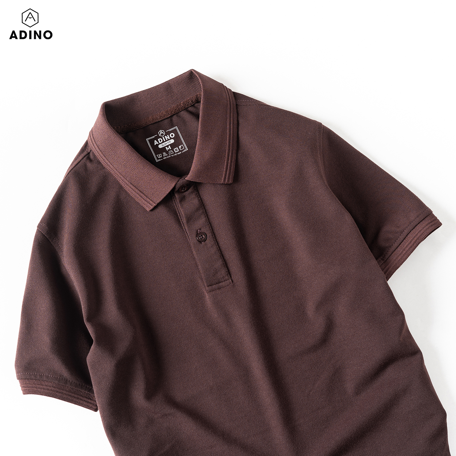 Áo polo nữ màu nâu phối viền chìm ADINO vải cotton polyester mềm dáng slimfit công sở hơi ôm trẻ trung APN03