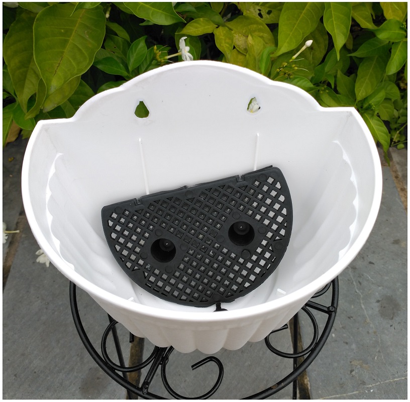 5 Chậu Ốp Tường Bán Nguyệt No: 210x130x140 Trồng Hoa Màu Trắng