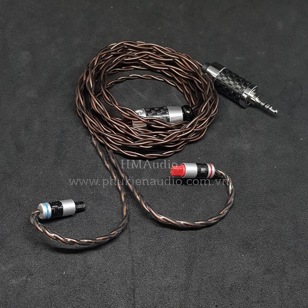 Dây tai nghe đồng 7N OCC Litz 24AWG đường kính dây đơn 1.2mm tết 4 sợi màu Coffee - Connetor IM01/02/03 IM50/70 A2DC IE80/80s IE40Pro IE100/500 IE300/900 2Pin MMCX