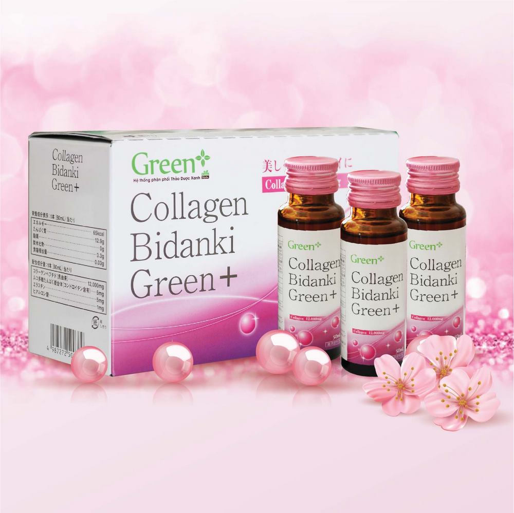 Nước uống Collagen Nhật Bản - Collagen Bidanki Green+ đẹp da, chống lão hóa