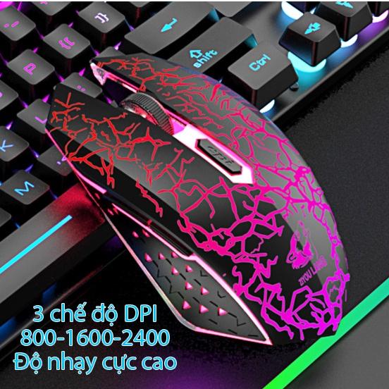 Bộ bàn phím chuột không dây Coputa chuột bàn phím gaming giả cơ chơi game Full LED RGB T3