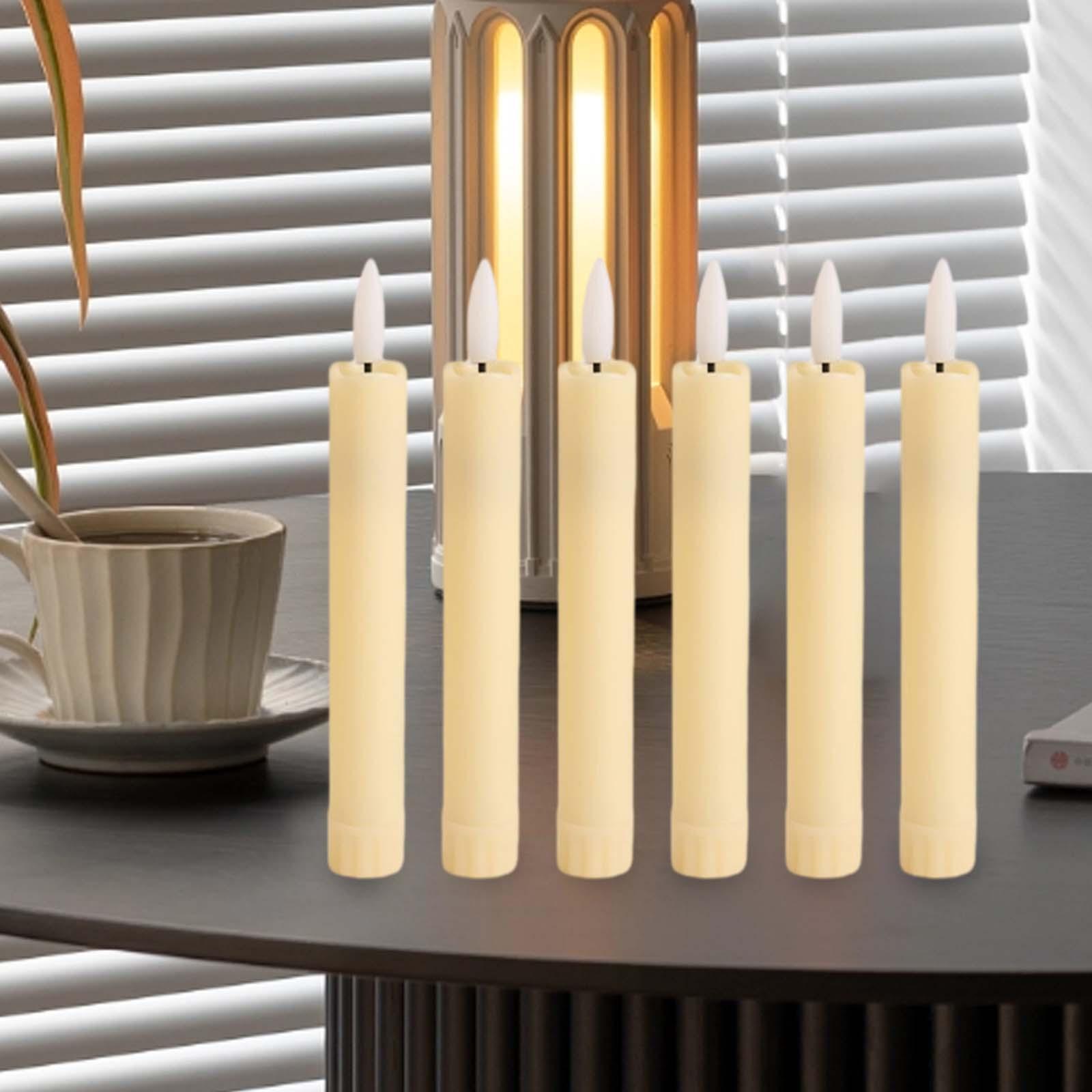 6x LED Pillar Candles Decorative Candles Electric Candles Decoration 3D Wick Candles Flicker Taper Candles for Birthday Hotel Party Festival
