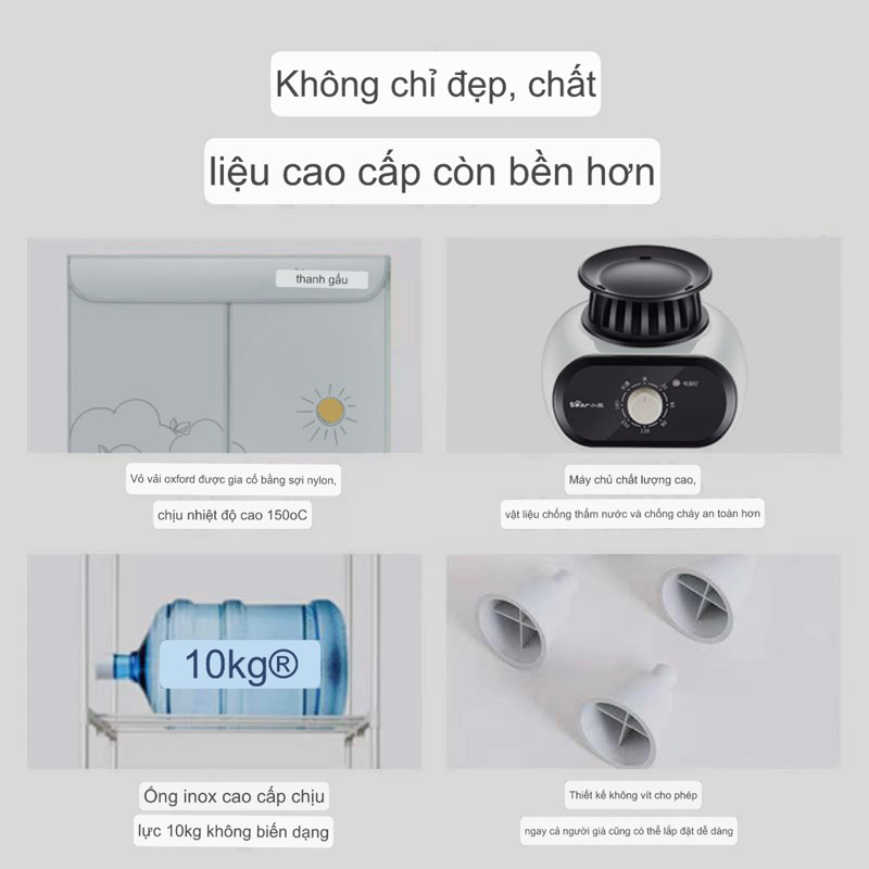 Tủ sấy quần áo 2 tầng Bear HGJ-B10V1 - Hàng chính hãng