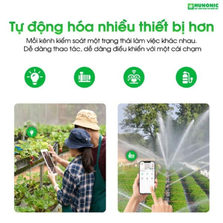 Công tắc thông minh Hunonic Lahu 4 Kênh RTC - Điều khiển qua Wifi, Bluetooth - Hẹn giờ không cần wifi