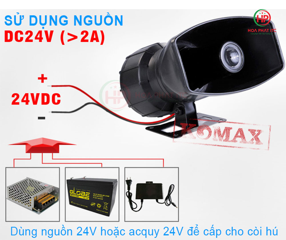 Còi hú công suất lớn 24V Komax KM-100W24V