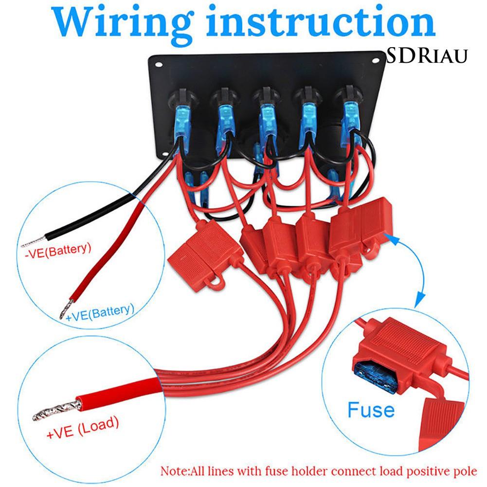 Bảng Điều Khiển Điện Áp 12v 5 Cổng Usb Cho Xe Hơi / Tàu Thuyền