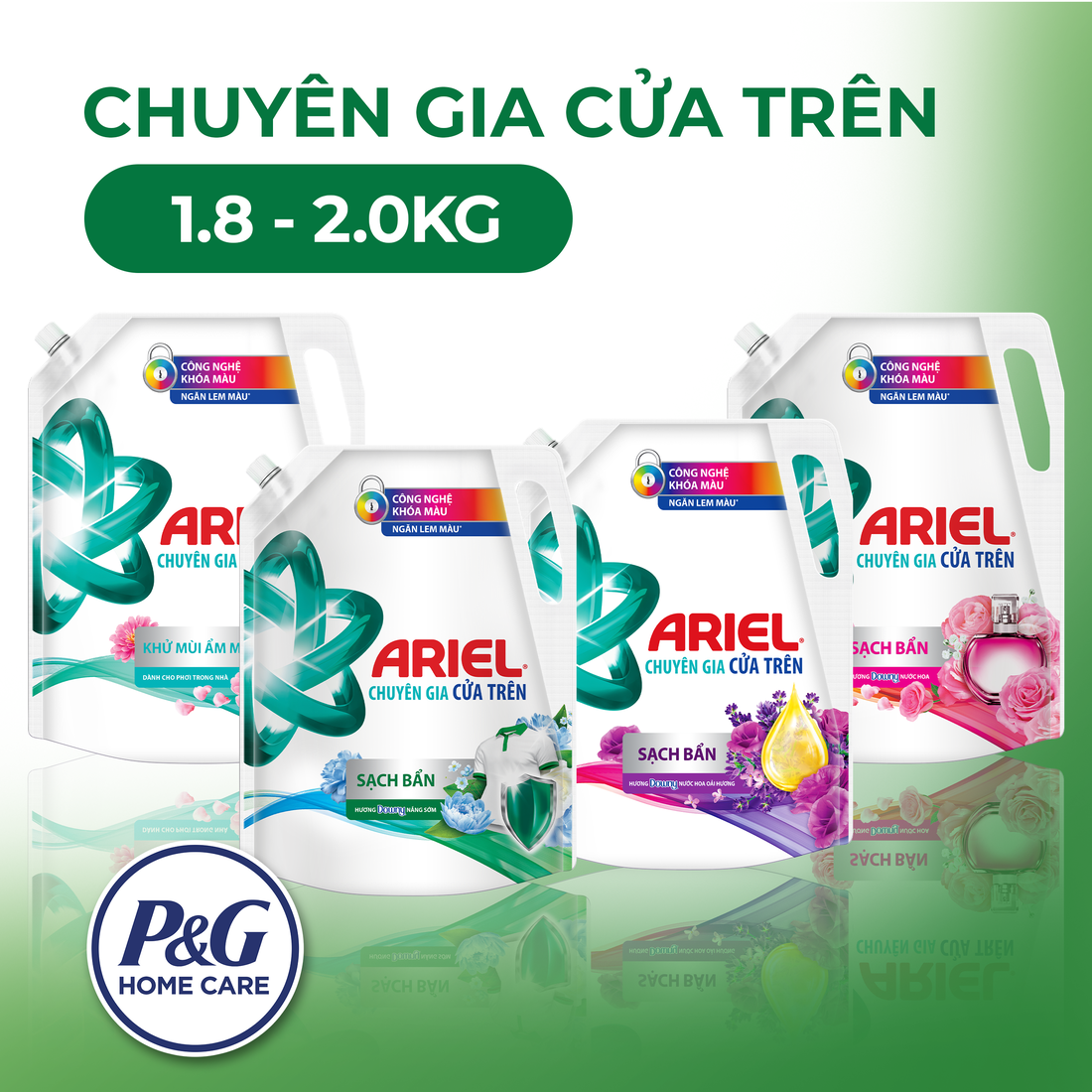 Nước Giặt ARIEL cửa trên Sạch bẩn Hương Nắng Sớm Túi 4.1 KG