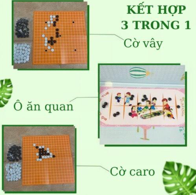 Bộ Cờ Ô ăn quan 3 trong 1 Cờ vây, Cờ caro, Cờ Ô ăn Quan cho bé giải trí và phát triển trí tuệ