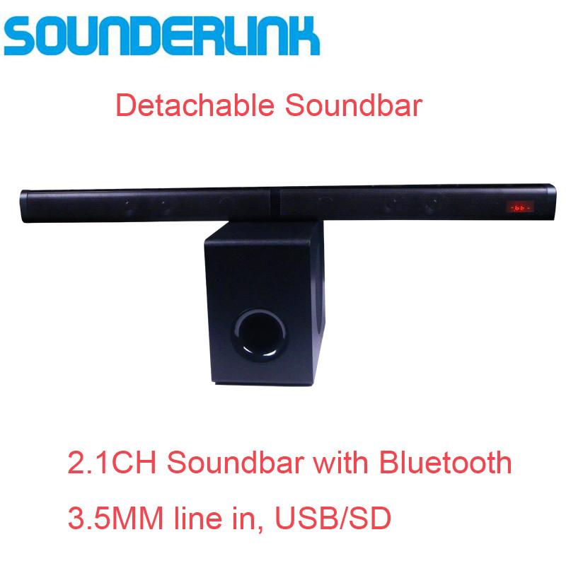 Sounderlink 2.1CH Bluetooth loa TV soundbar với loa siêu trầm quang USB TF vitual 3D hệ thống rạp hát tại nhà Color: BS Plug