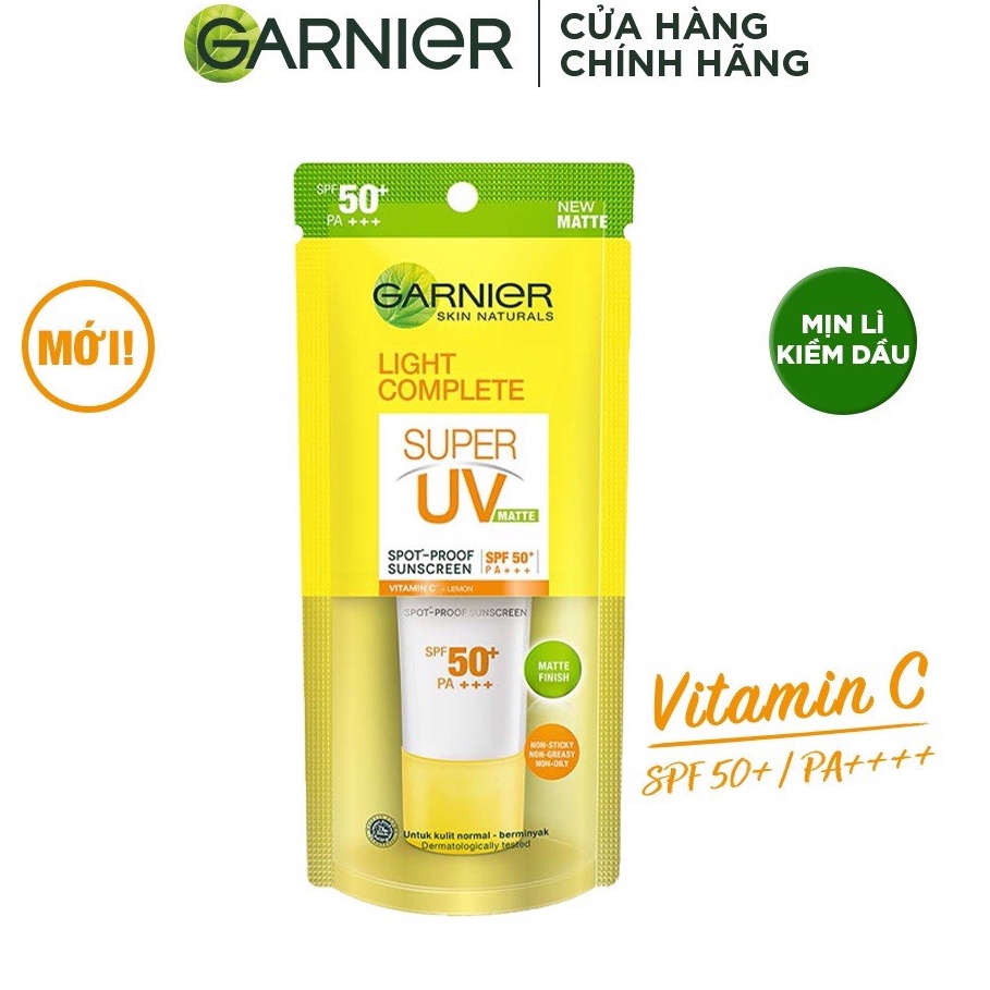 [GARNIER] Kem Dưỡng Chống Nắng Kiềm Dầu Và Sáng Da Hoàn Hảo Chứa SPF 50+ PA+++ Bright Complete Super UV Matte 30ML/15ML